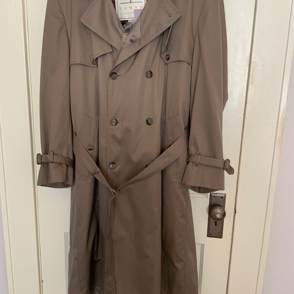 Mens London Fog Towne pile lined Trench Coat, Sz 44